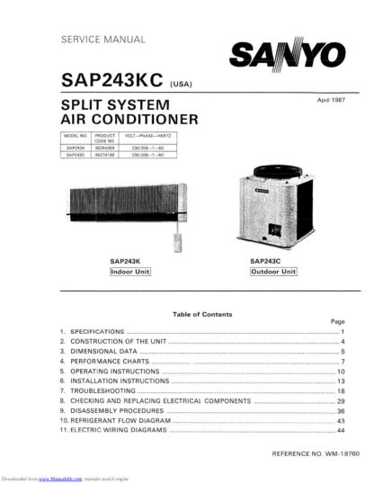 Sanyo Air Conditioner Service Manual 75