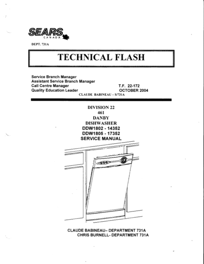 Sears Dishwasher Service Manual 01