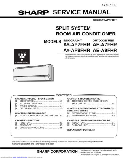 Sharp Air Conditioner Service Manual 09