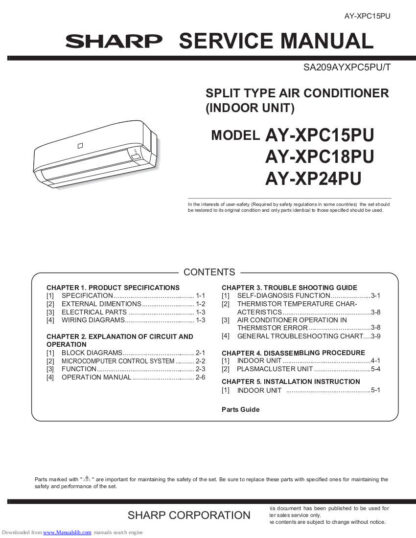 Sharp Air Conditioner Service Manual 10