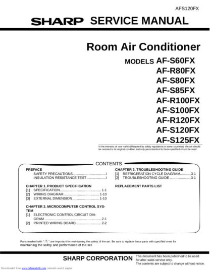 Sharp Air Conditioner Service Manual 11