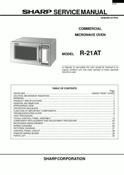Sharp Microwave Oven Service Manual 02