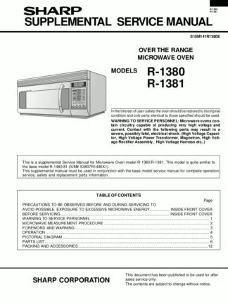Sharp Microwave Oven Service Manual 03