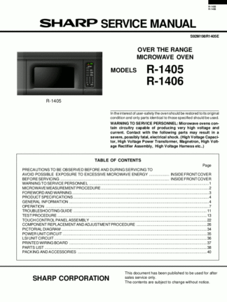 Sharp Microwave Oven Service Manual 04