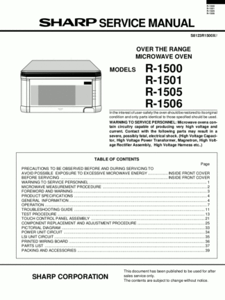 Sharp Microwave Oven Service Manual 05