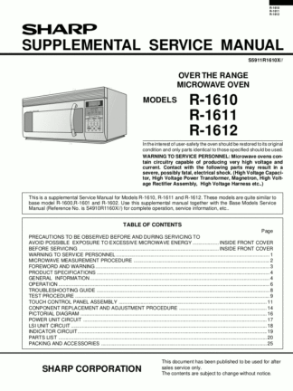 Sharp Microwave Oven Service Manual 07