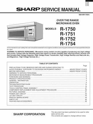 Sharp Microwave Oven Service Manual 08