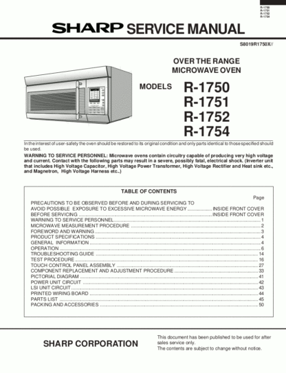 Sharp Microwave Oven Service Manual 08