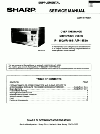 Sharp Microwave Oven Service Manual 09
