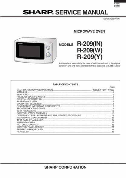 Sharp Microwave Oven Service Manual 12