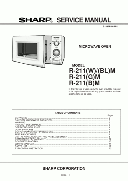 Sharp Microwave Oven Service Manual 14