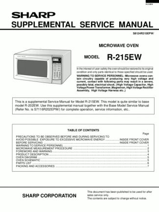 Sharp Microwave Oven Service Manual 15