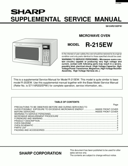 Sharp Microwave Oven Service Manual 15