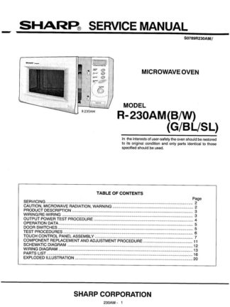 Sharp Microwave Oven Service Manual 16