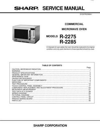 Sharp Microwave Oven Service Manual 17