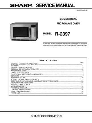 Sharp Microwave Oven Service Manual 19