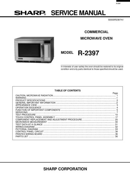 Sharp Microwave Oven Service Manual 19