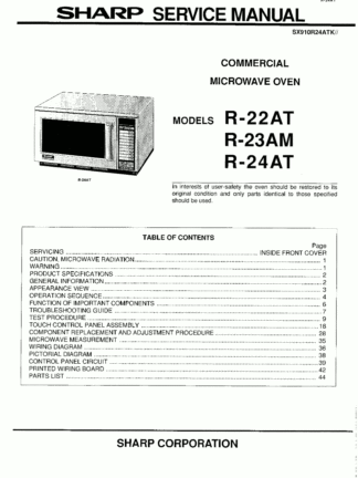 Sharp Microwave Oven Service Manual 20