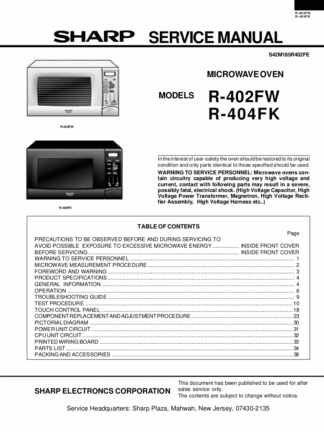 Sharp Microwave Oven Service Manual 25