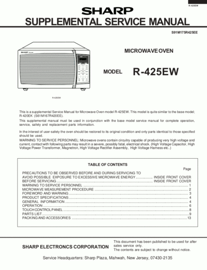 Sharp Microwave Oven Service Manual 26