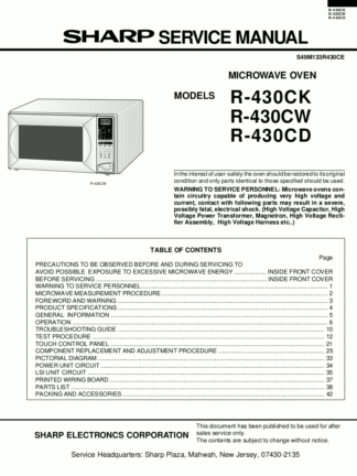 Sharp Microwave Oven Service Manual 27