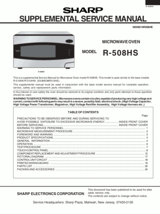 Sharp Microwave Oven Service Manual 29