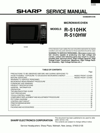 Sharp Microwave Oven Service Manual 30