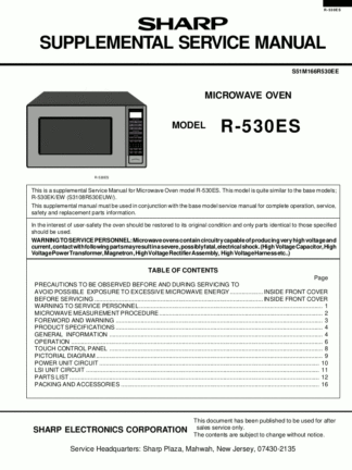 Sharp Microwave Oven Service Manual 31