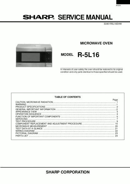 Sharp Microwave Oven Service Manual 32