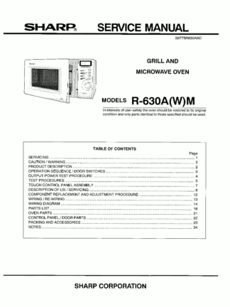 Sharp Microwave Oven Service Manual 33