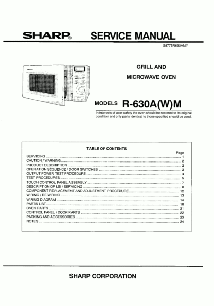 Sharp Microwave Oven Service Manual 33