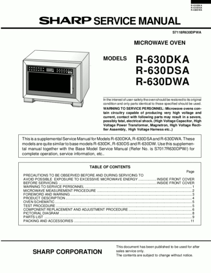 Sharp Microwave Oven Service Manual 34