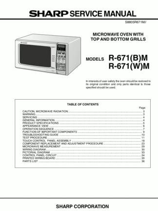 Sharp Microwave Oven Service Manual 36