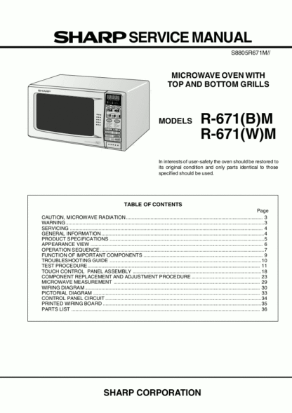 Sharp Microwave Oven Service Manual 36