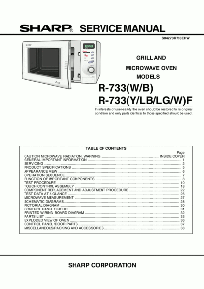 Sharp Microwave Oven Service Manual 39