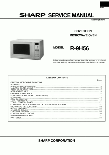 Sharp Microwave Oven Service Manual 42