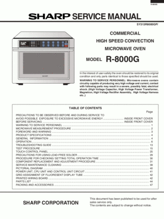 Sharp Microwave Oven Service Manual 45