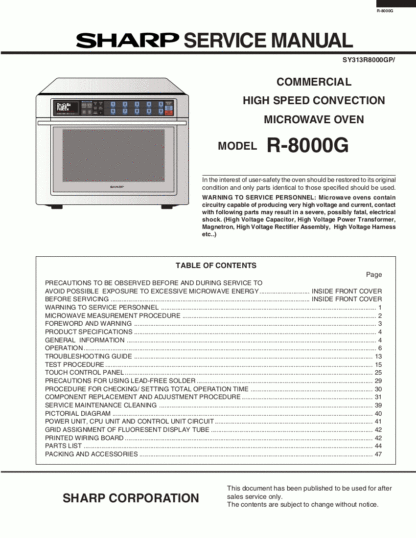 Sharp Microwave Oven Service Manual 45