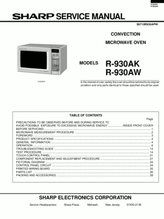 Sharp Microwave Oven Service Manual 49