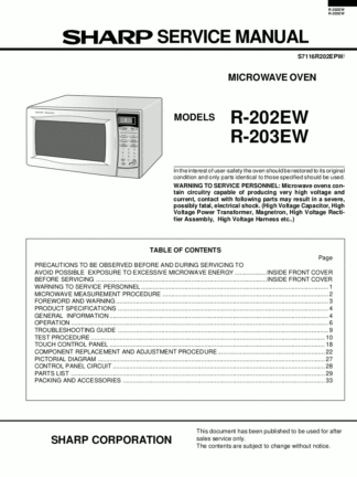Sharp Microwave Oven Service Manual 53