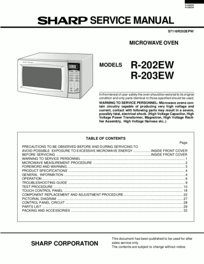 Sharp Microwave Oven Service Manual 53
