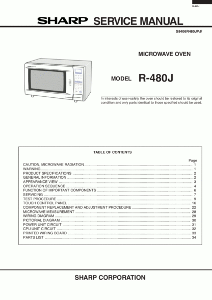 Sharp Microwave Oven Service Manual 54