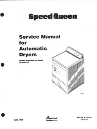 Speed Queen Dryer Service Manual 01