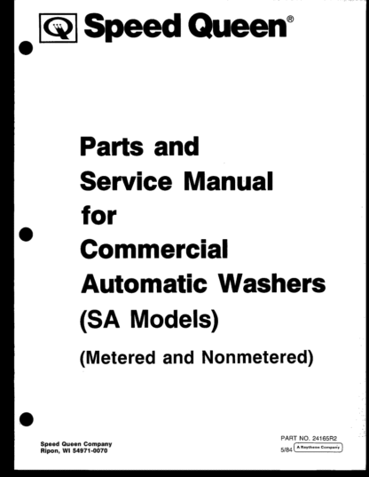 Speed Queen Washer Service Manual 01