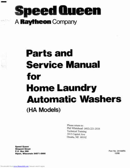 Speed Queen Washer Service Manual 05