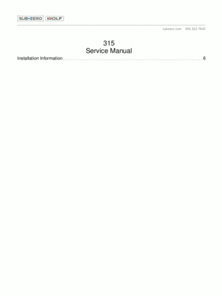 Sub-Zero Refrigerator Service Manual 20