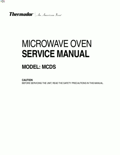 Thermador Microwave Oven Service Manual 01