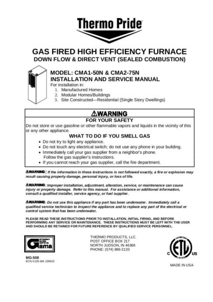 Thermo Pride Furnace Service Manual 03