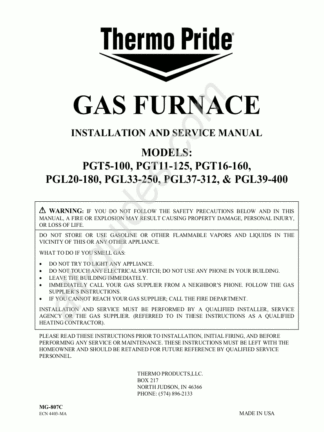 Thermo Pride Furnace Service Manual 05