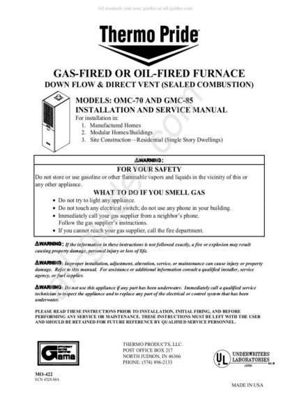 Thermo Pride Furnace Service Manual 06